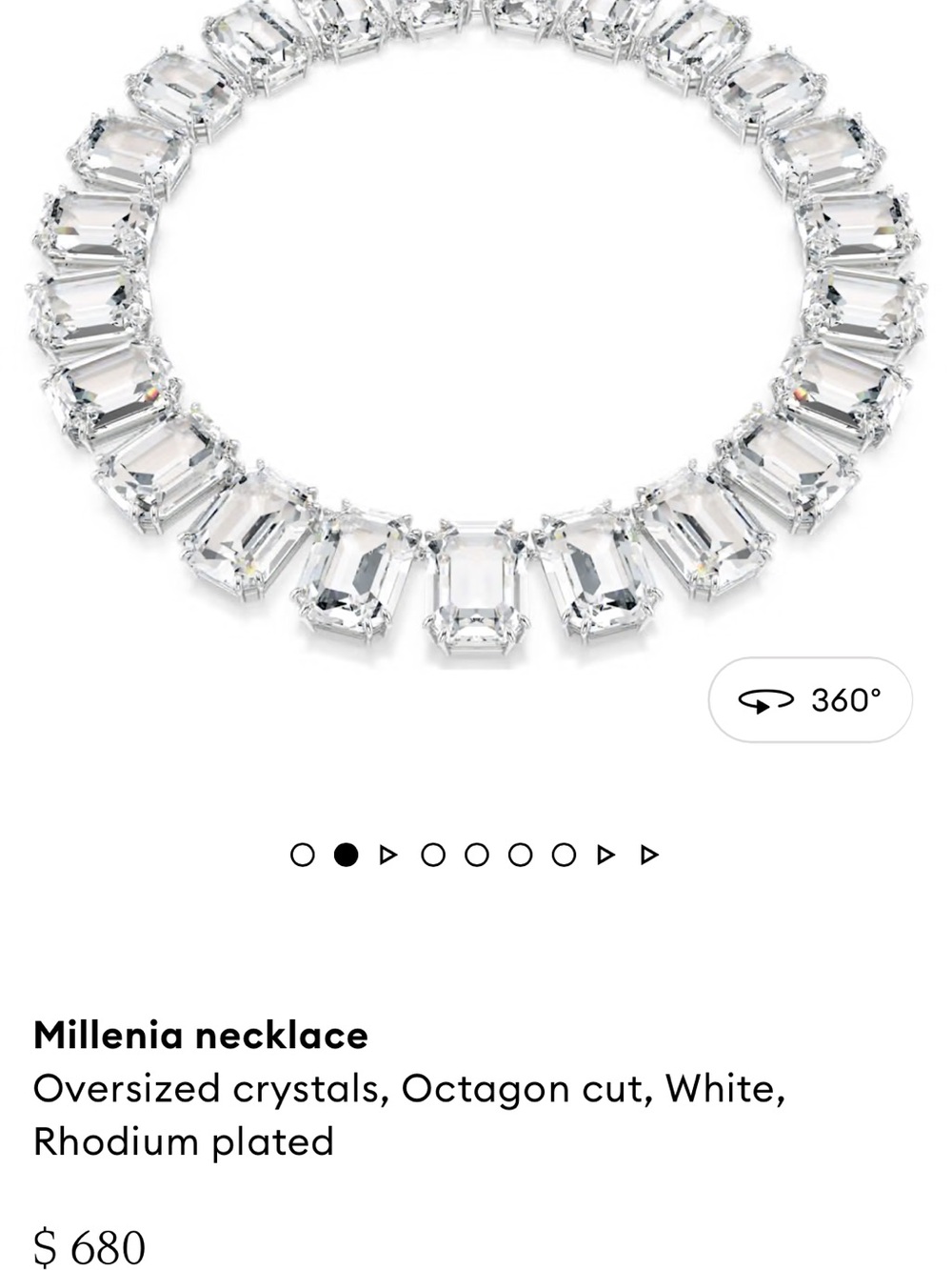 Swarovski Millenia Necklace in White Crystal